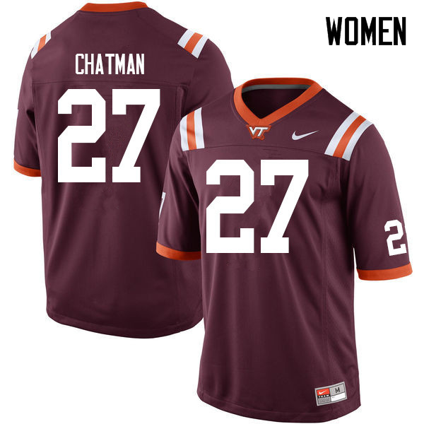 Women #27 Armani Chatman Virginia Tech Hokies College Football Jerseys Sale-Maroon
